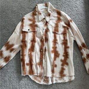1.4.3. Story by Line Up Corduroy Tie-Dye Shacket in Cream & Brown